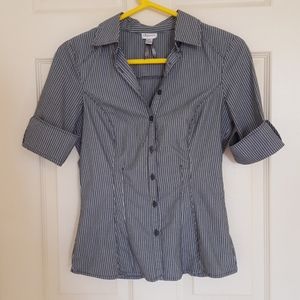 Dynamite Gray Striped Quarter Sleeve Shirt